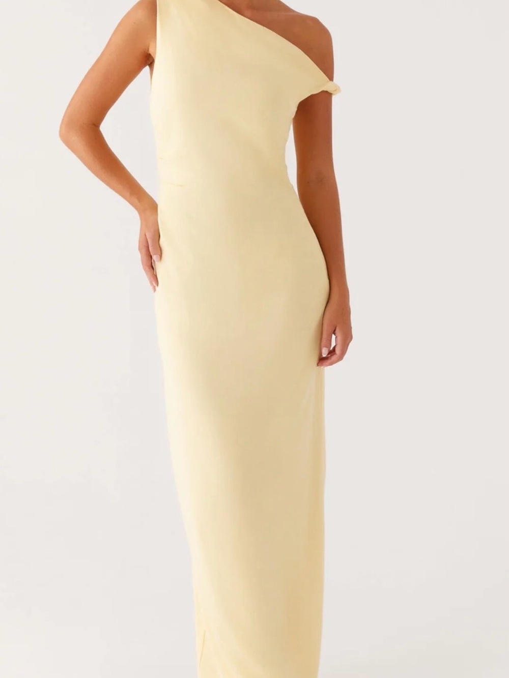 Peppermayo Pale Yellow One-Shoulder Draped Dress - Picture 2 of 2